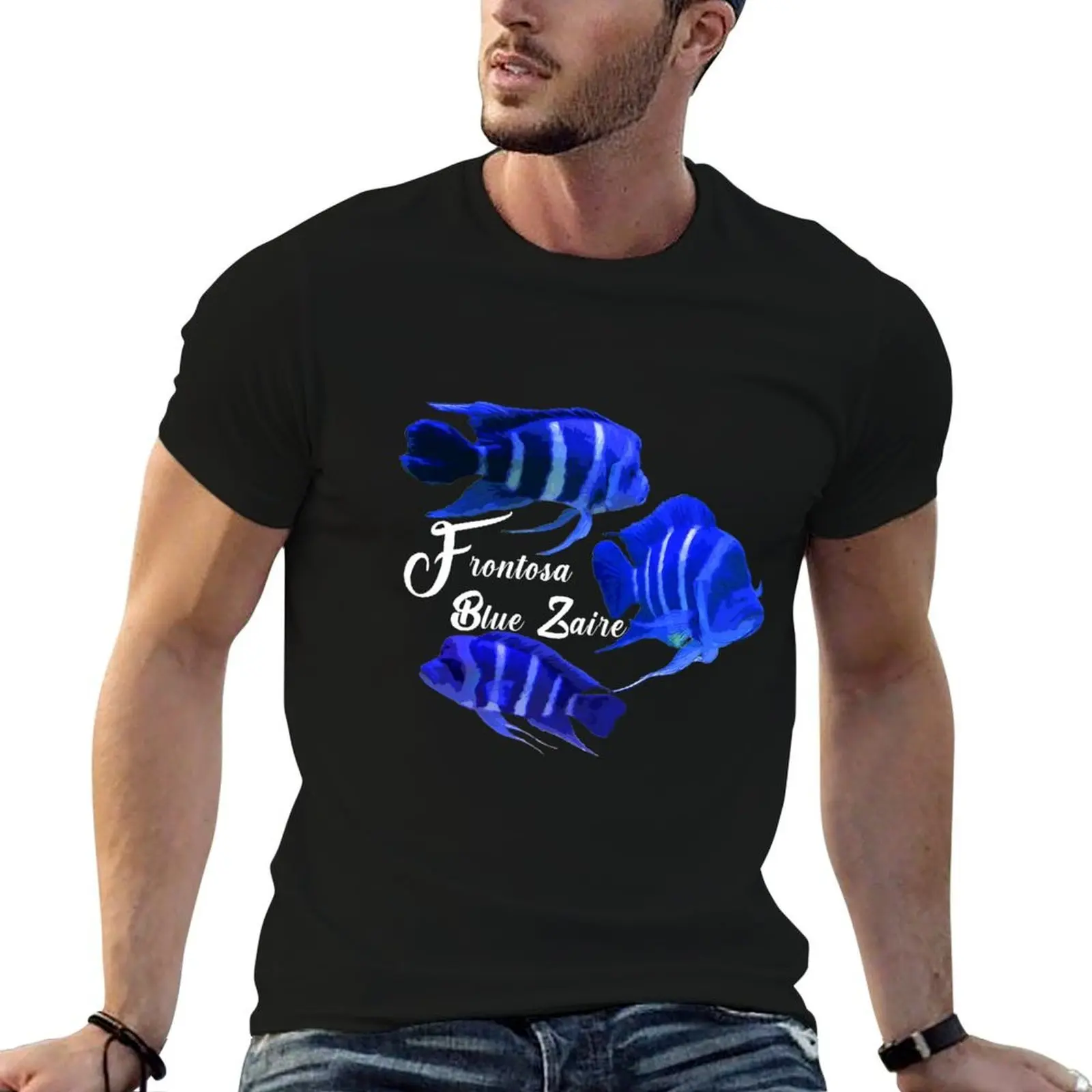 Camiseta Frontosa Blue Zaire, camisetas para hombre, camiseta de marca de lujo de alta calidad para hombre, camiseta de algodón 100% para hombre, camiseta de verano