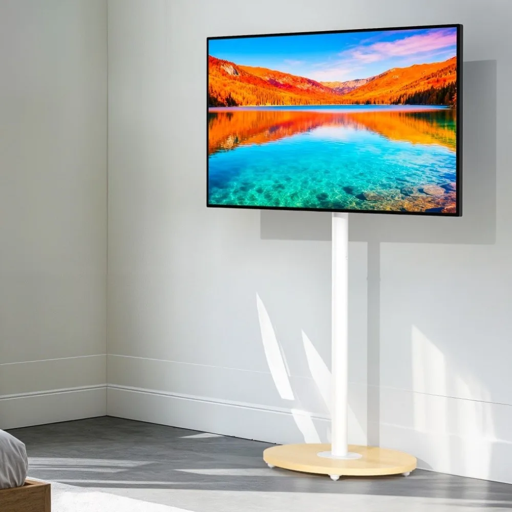 Mobile TV Stand Mount Universal Flat Screen Rolling TV Cart Height Adjustable