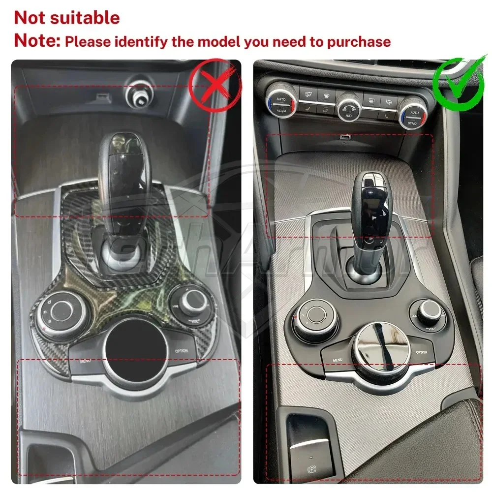 Real Soft Carbon Fiber For Alfa Romeo Giulia 2015 2016 2017 2018 2019 Alfa Romeo Stelvio 17-19 Gear Shift Outer Panel Sticker