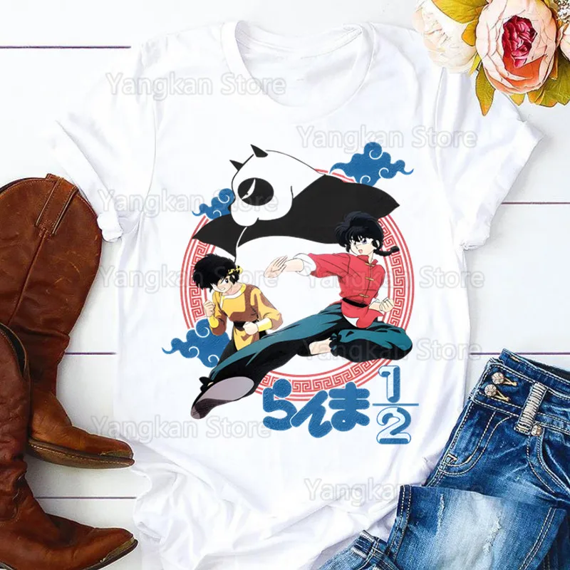 Ranma 12 Woman Print Harajuku Summer Tshirts Casual Round Neck Short Slee Ranma 1⁄2 Tee Shirt,Drop Ship