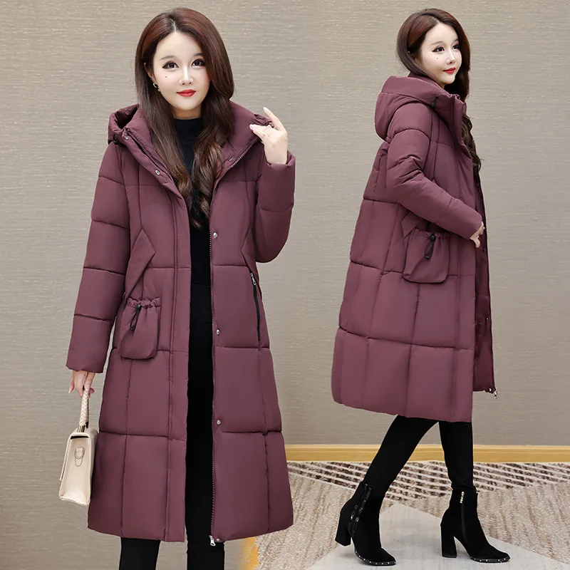 Long Women Parkas Coats Hooded Oversize Jacket Solid Zipper Long Sleeves Pocket Straight Casual Office Lady 2025 Autumn Winter