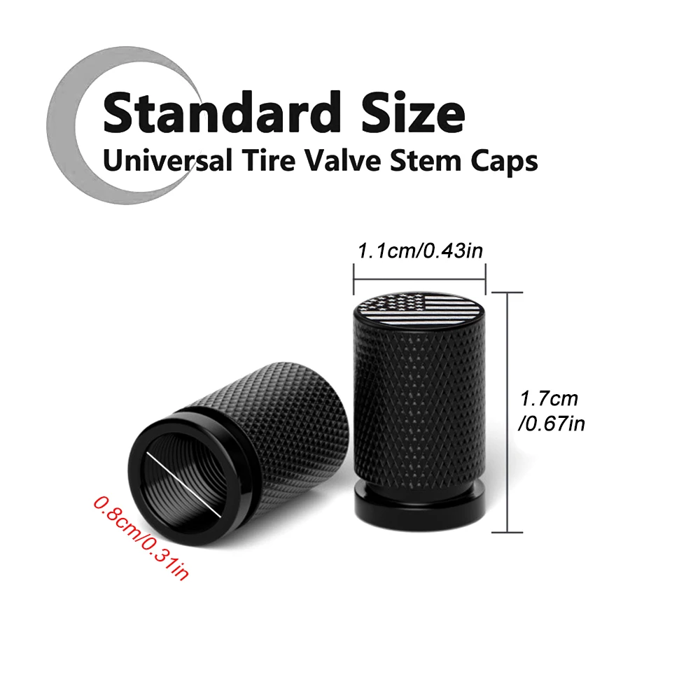 4Pcs Tire Valve Caps, with O Rubber Ring, Universal Dustproof Tire Valve Stem Covers for Cars, SUV, Trucks, Bikes, Motorcycles
