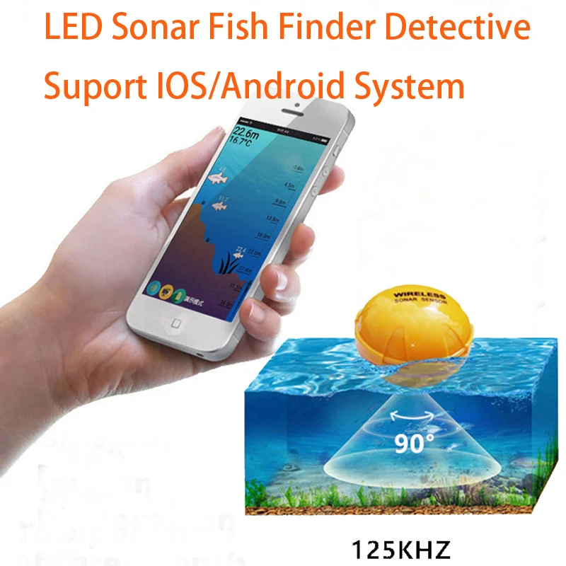 Fish Finder for Mobile phone,Wireless Sonar Detective,Depth Sea Lake Fish Detect, iOS Android App, Smart Sonar Echo Sounder, 1pc