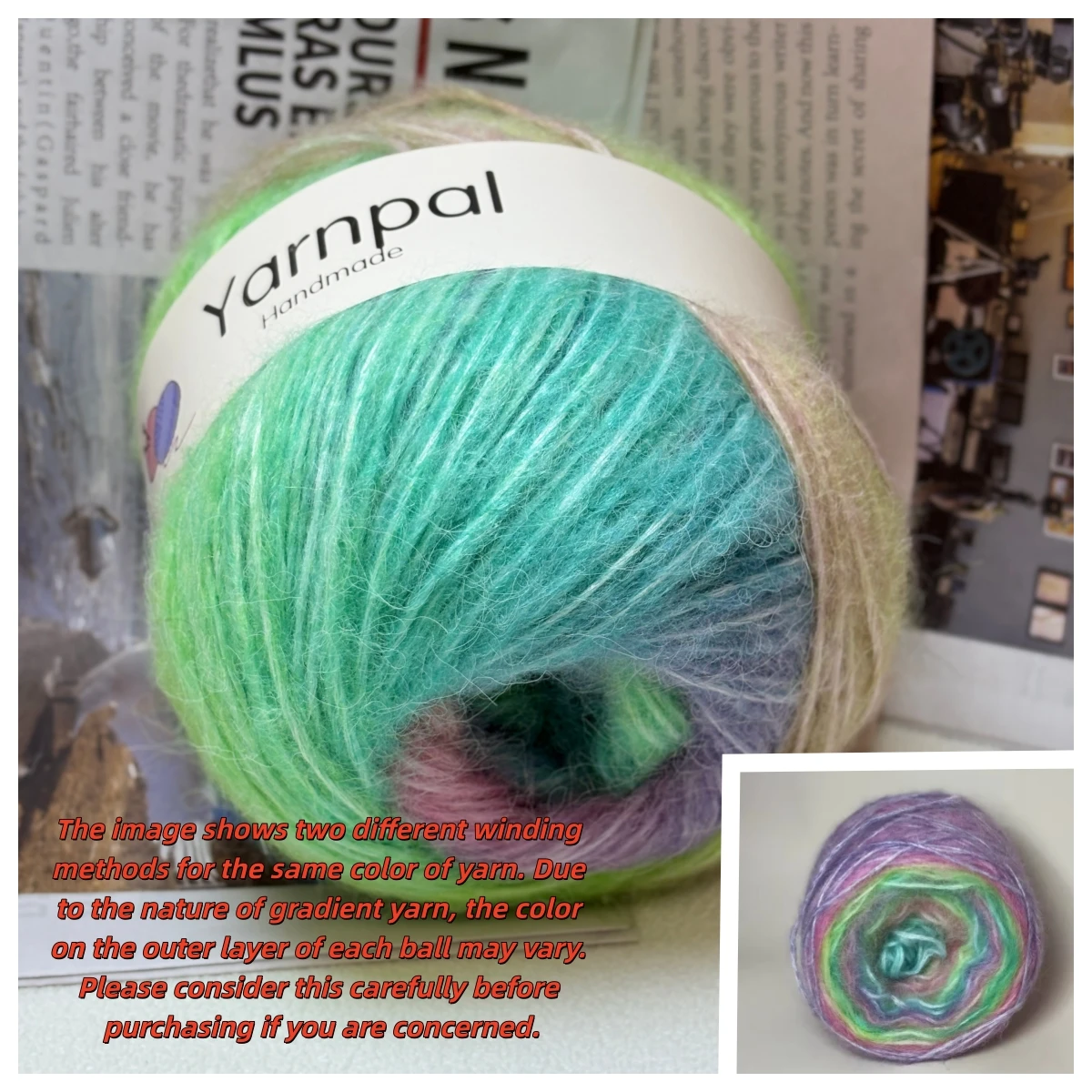 1 Large Bag, 2 Skeins, 200g of Gradient Rainbow Colored Mohair Yarn, Plush, Soft, and Fluffy, for Hand Knitting, DIY Projects, Can Be Used to Make Sweaters, Handmade Flowers, Scarves, Hats, Etc view 2