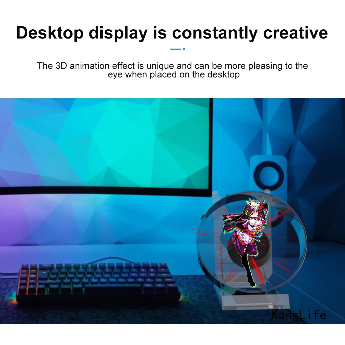 Mini 3D Holograma Projetor Fan, Sinal LED, Jogador holográfico, Controle remoto, Máquina publicitária, Ventilador 3D, Luz de logotipo publicitário