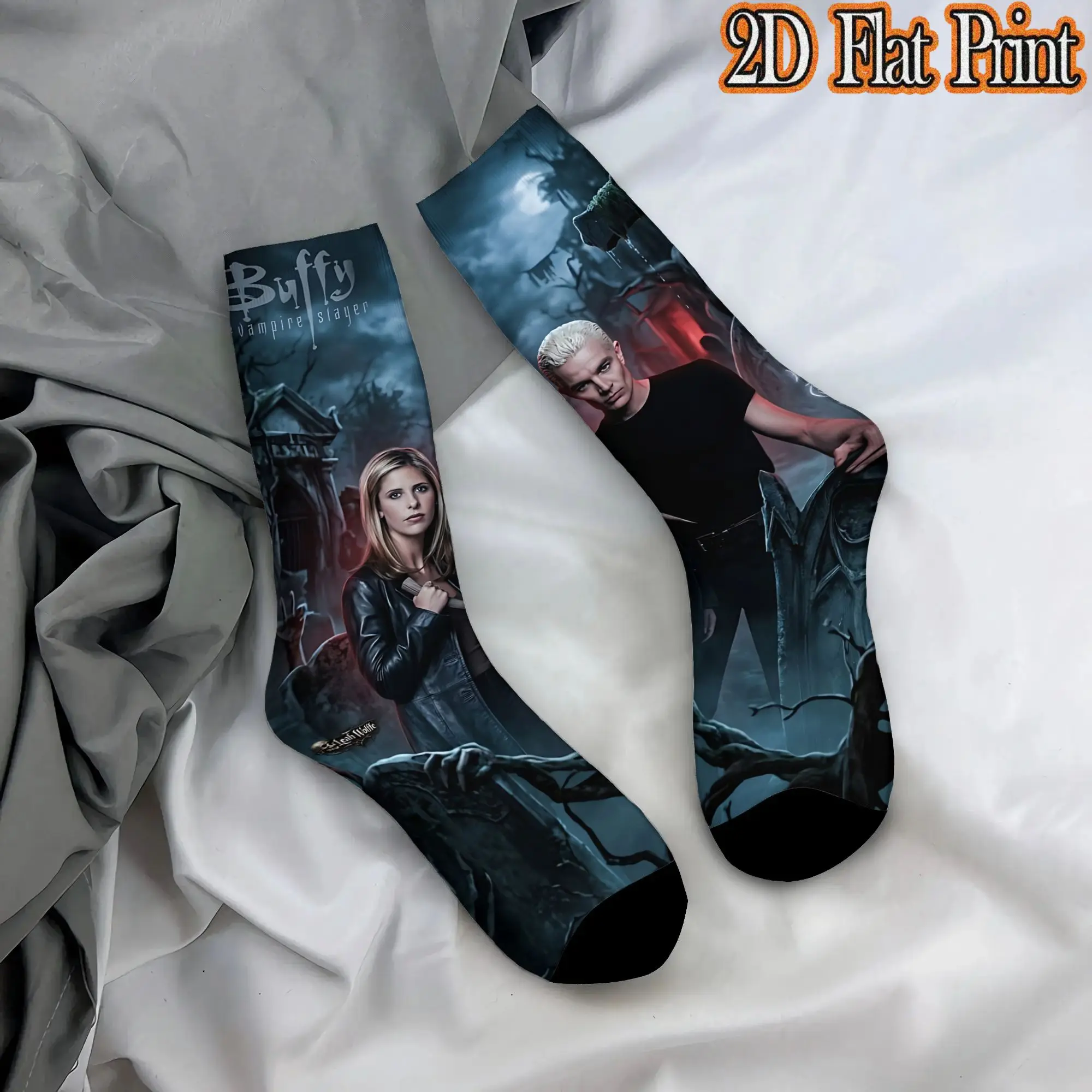 Vampire Slayer Buffy Vintage  Hip Hop Novelty Casual Mid Tube Winter Sock Sports Socks