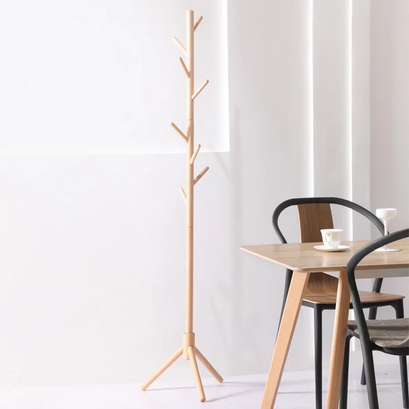 Cheap Wholesale Bedroom Living Room Furniture 8 Hooks Modern Solid Wood Stand Hanger Wooden Coat Rack