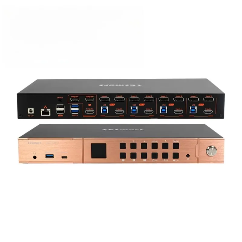 4x3 KVM Switch ODM 4 PCs 3 Monitors HDMI 2.0 & DP 1.2 Support 4K 60Hz with USB 3.0 Hub for Trading Desk & Financial Analysis