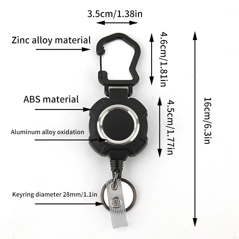 سلسلة مفاتيح قابلة للسحب بحبل سلكي ، حلقة تسلق خارجية ، حلقة مفاتيح ضد الضياع ، معدن مضاد للسرقة ، إبزيم سهل السحب ، 1: 1000