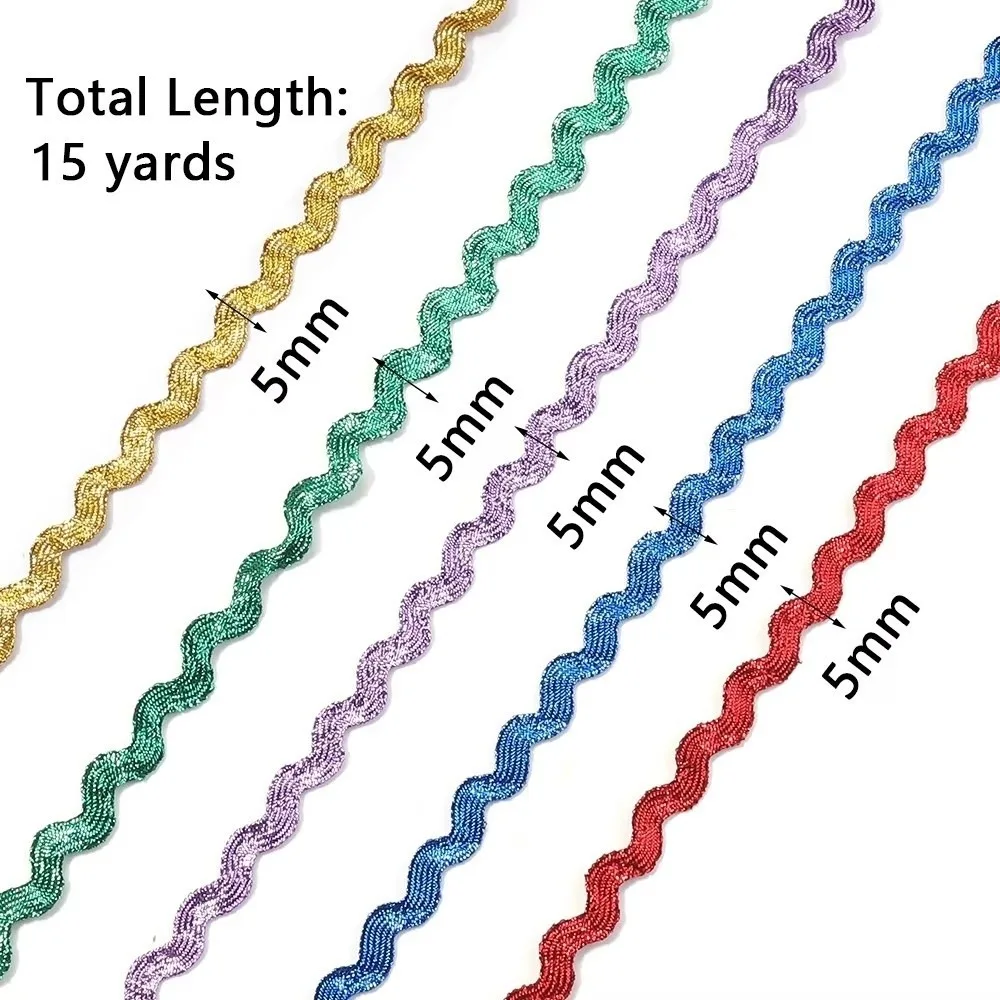 15 Yards Polyester Ribbon 5mm Multicolor Zig Zag Ribbons DIY DIY Handmade Material For Wedding Party Christmas Decor view 6