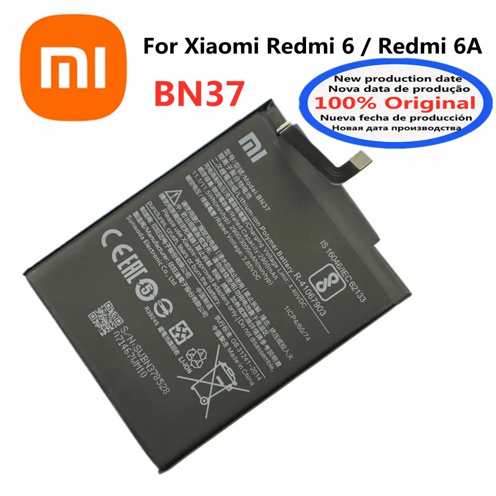 

Высококачественный BN37 оригинальный сменный аккумулятор для Xiaomi Redmi 6A / Redmi 6 Redmi6 Redmi6A батарея для телефона 3000 мАч + Инструменты