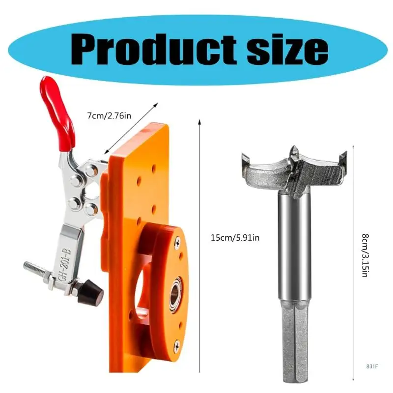 육각 정강이 경첩 구멍 오프너 목공 경첩 목공 프로젝트에서 효율적인 경첩 설치를 위한 지그 은폐형