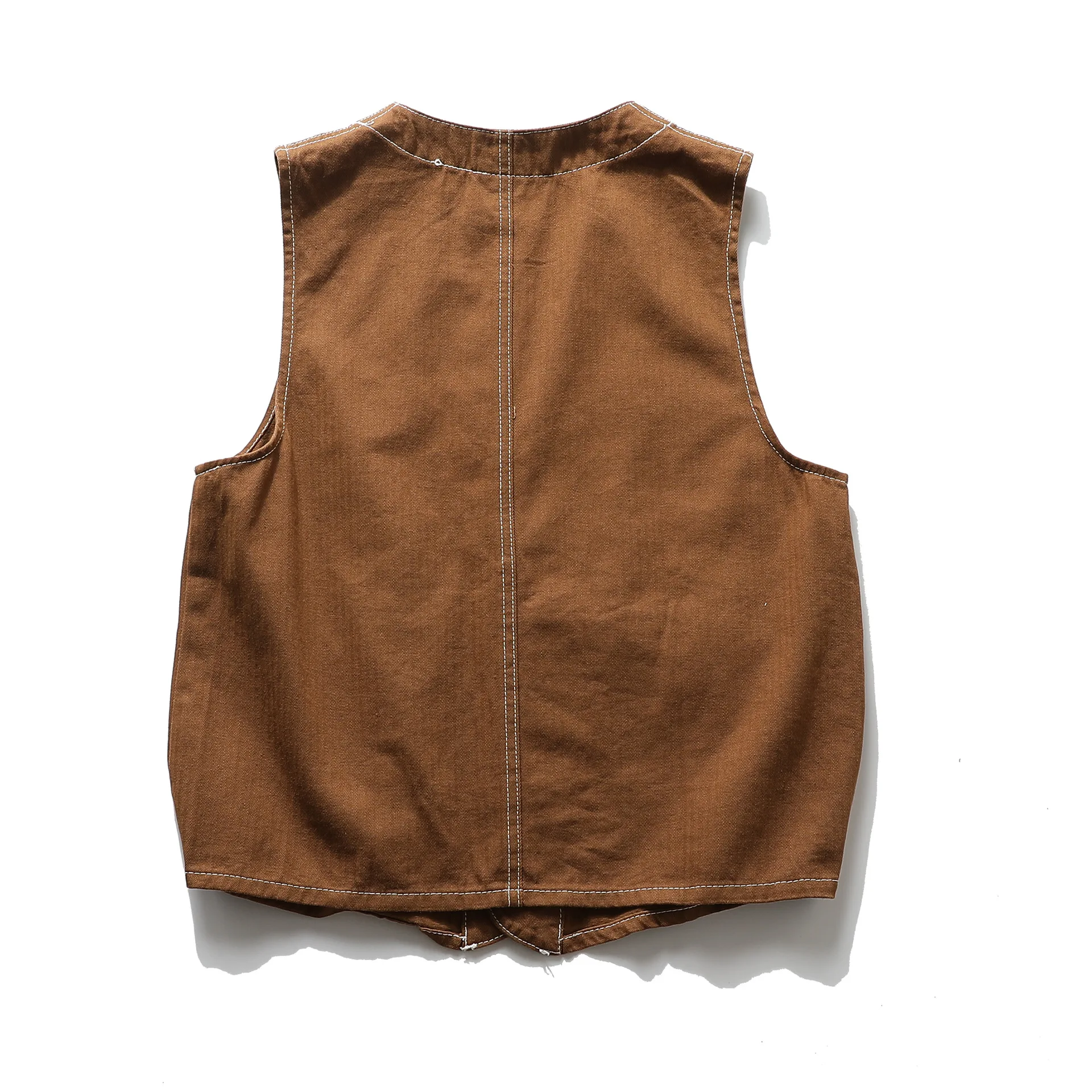 Harajuku Japanische Retro Casual Cargo-Westen für Herren, Leichte Kontrastnähte Outdoor-Funktionsweste, Old Money Ästhetik-Jacke – Detail 17
