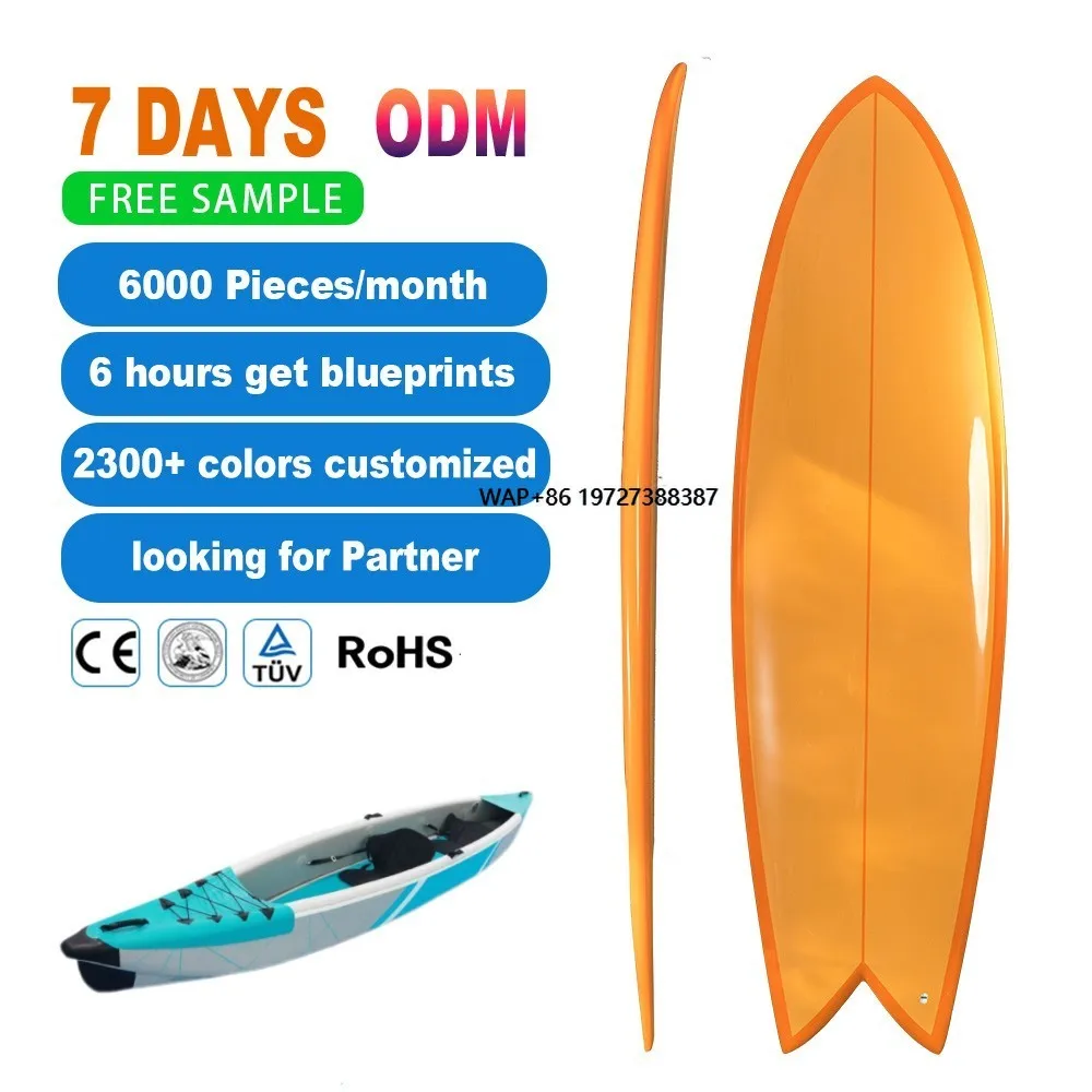 OEM Water Sport Short Surfboards High Performance Fiberglass Surfboard Fish Surf Board