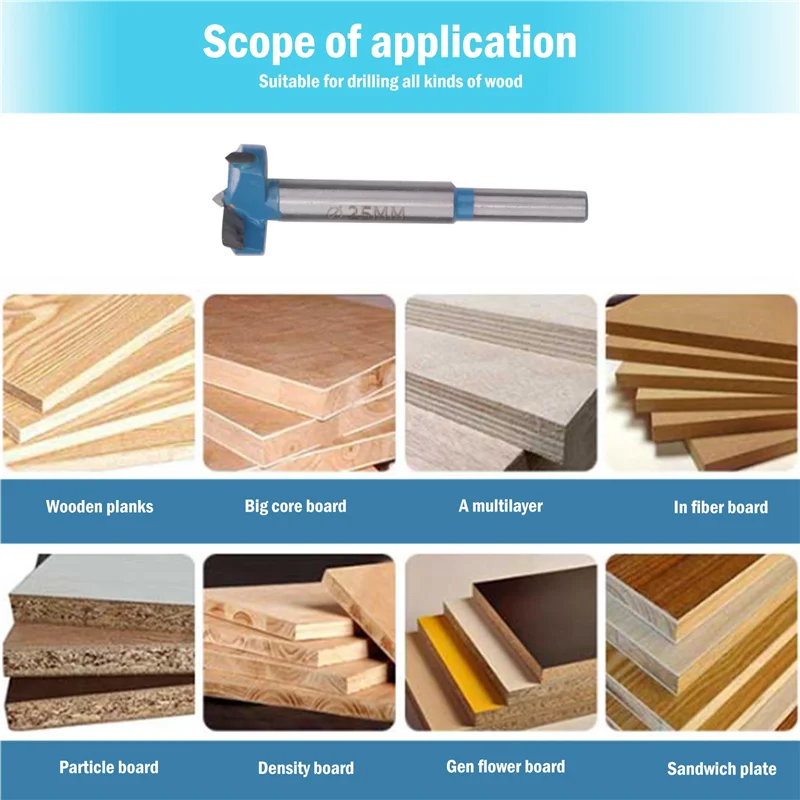 Набор сверл Forstner, 15-40 мм, 6 шт. твердосплавных сверл форстнера, высокоскоростной стальной инструмент для дерева