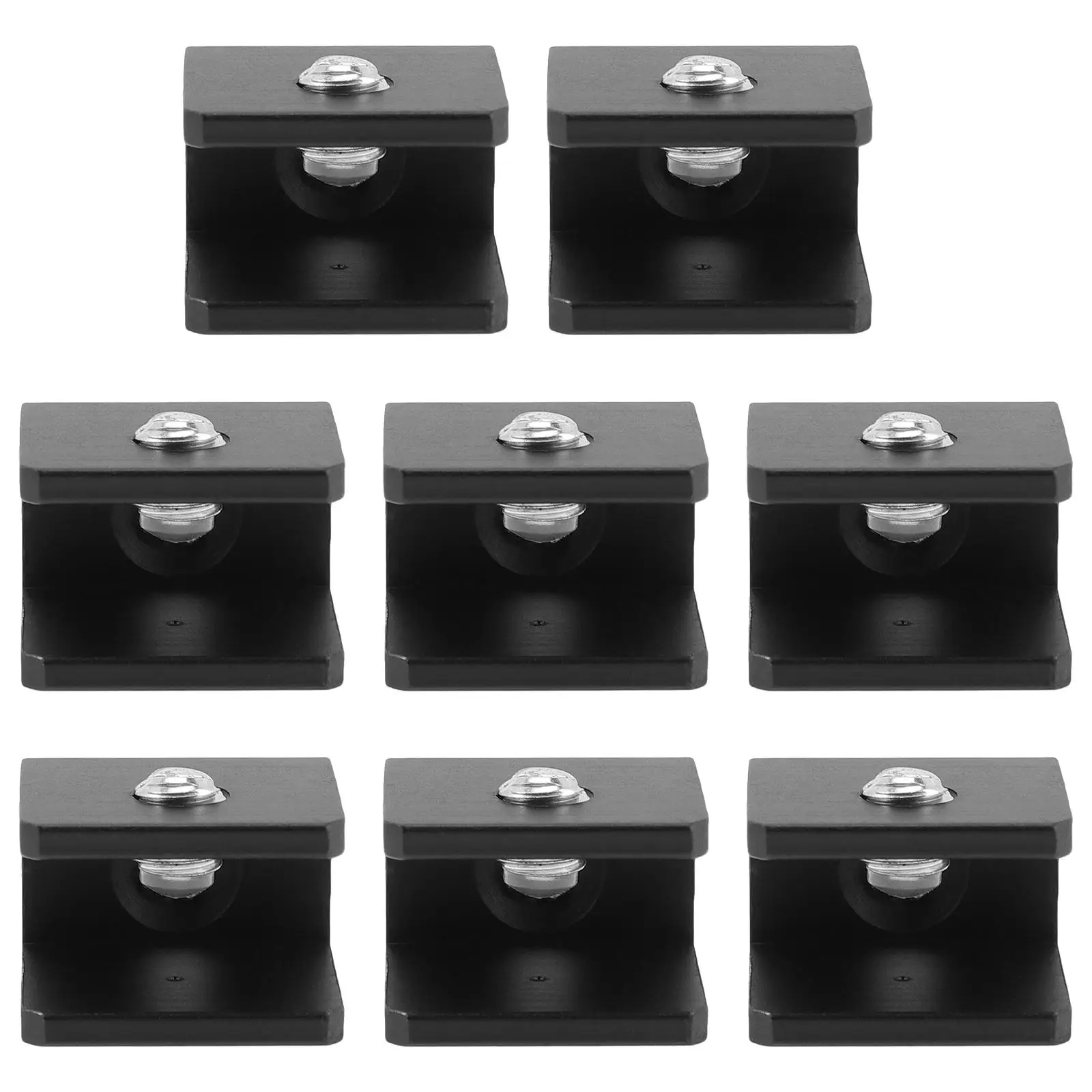 

8pcs Layer Clamps for Glass Shelves Black Square Heavy Duty Material Floating Bracket Shower Clamp Support Wall Mount Hardware