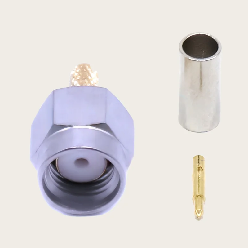 1pcs Stainless Steel Screw Sleeve SMA Male Crimping 50-1.5 RG316 RG178 Cable RF Connector adapters