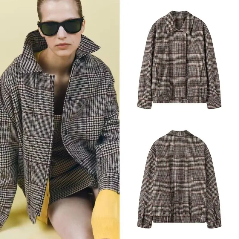 

Women's New Blended Plaid Padded Jacket Jacket XS-L Size Women's Clothing