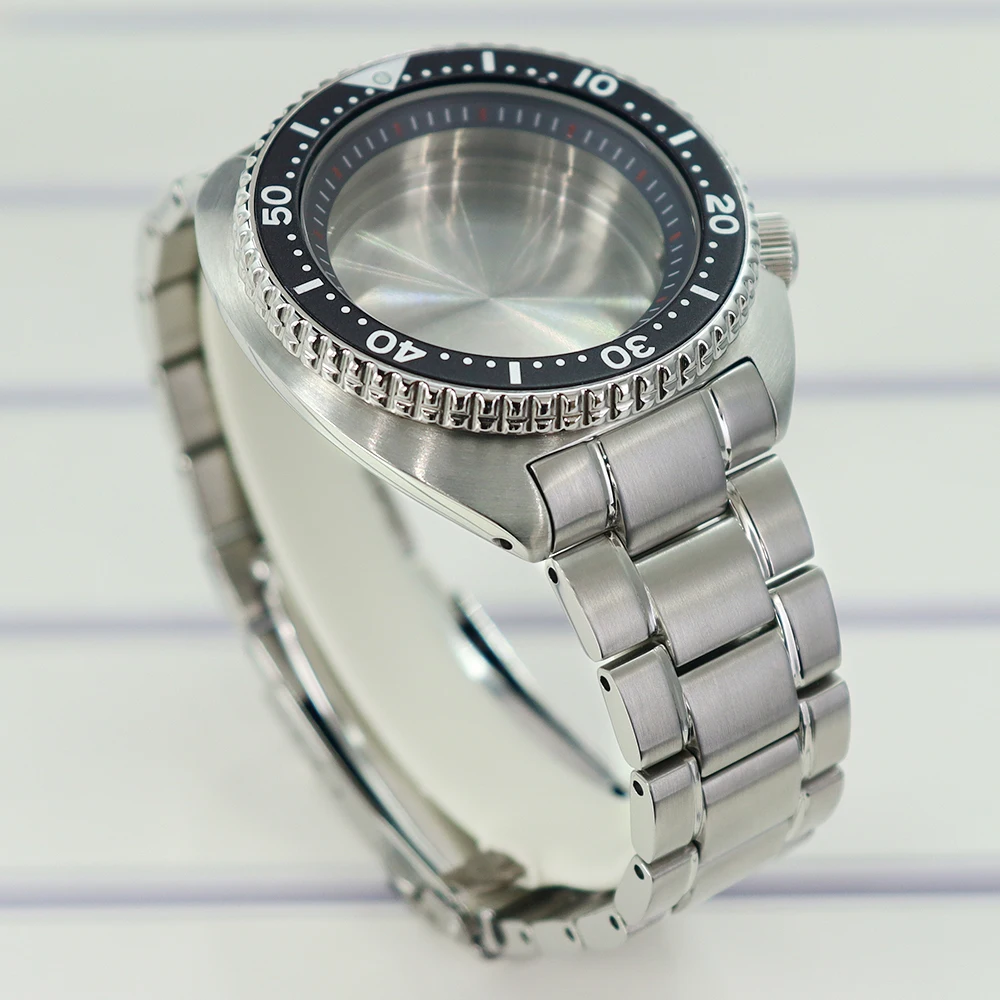 45mm 316L Edelstahl-Uhrengehäuse mit Armband und Saphirglas für Mod SKX Big Abalone NH35 NH36 NH38 Automatikwerke 28,5mm Zifferblatt – Detail 5