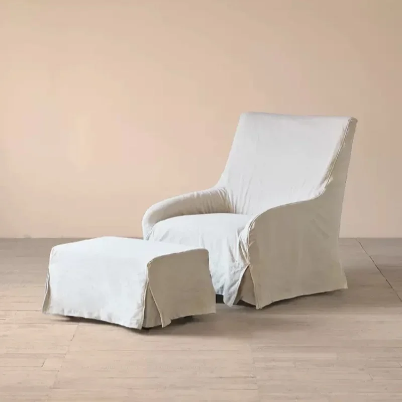 wabi-sabi wind, washed cotton and linen, removable and washable bed and breakfast sofa chair combination, Nordic retro