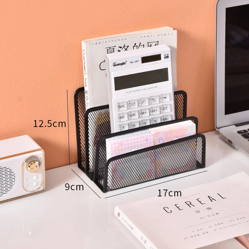 3-Layer Desktop Storage Shelf Black Stand Hollow Paper Letter Holder Document Office Desk Storage Organizer Storage Tray