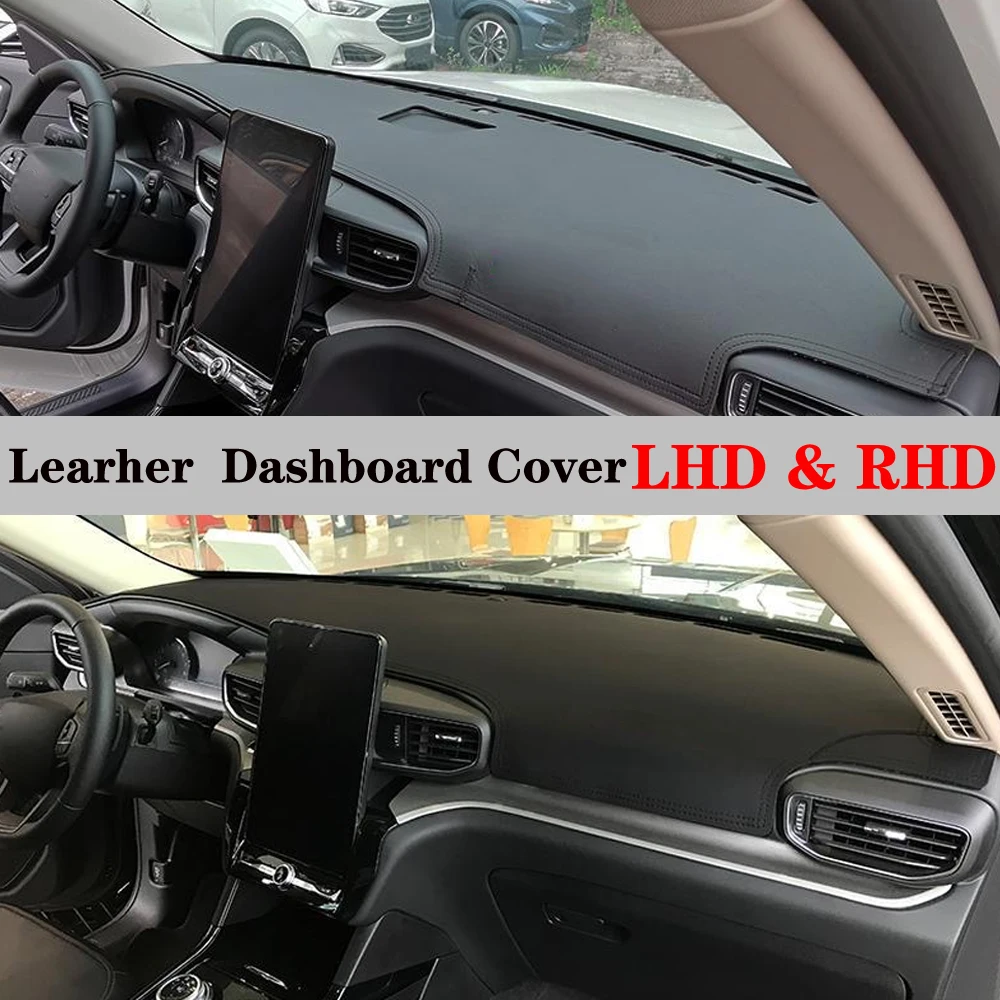 Dashboard Dash Mat Cover PU Leather Pad Sunshade Nonslip Anti-UV Carpet Car Accessory For Ford Explorer U625 MK6 2020 2021 2022