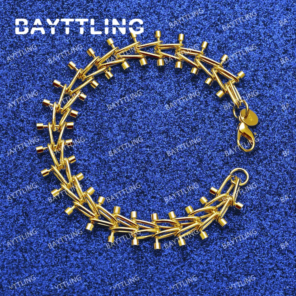 

Luxury 925 Sterling Silver 18K Gold 8 Inches Snake Bracelet For Women Men Fashion Charm Wedding Gift Jewelry