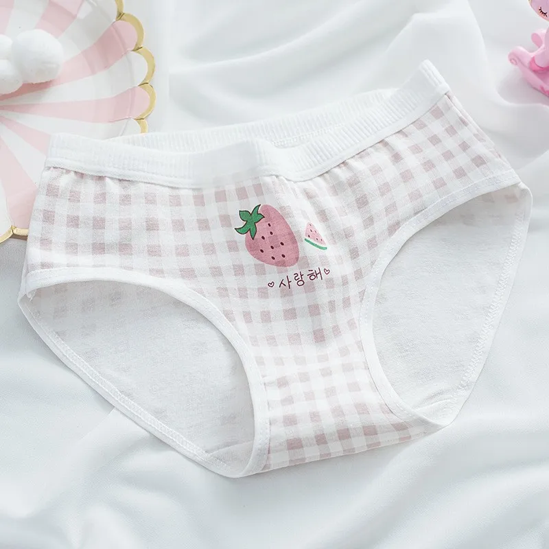 5 PCS Kids Girls Strawberry Print Panties Soft Cotton Antibacterial Briefs For 3-16 Years Children Baby Breathable Underwear - view 5