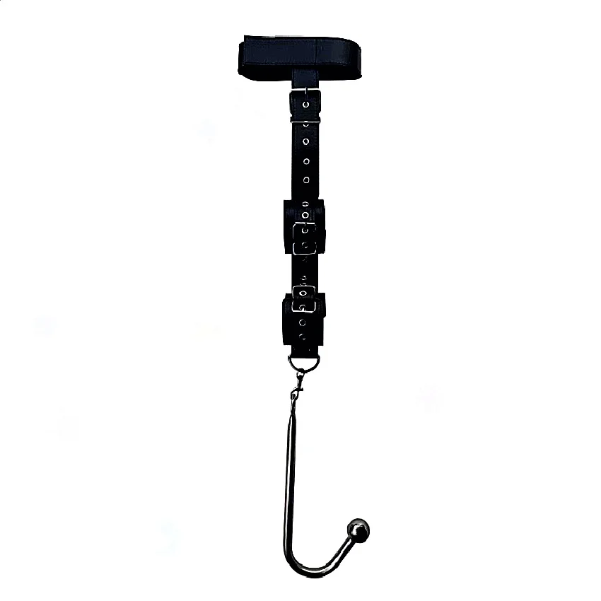 Anal Hook With Backhand Buttonhole Design Combines Metal Rear Plug With Bondage Tail And Handcuffs Mouth Gag For BDSM Play
