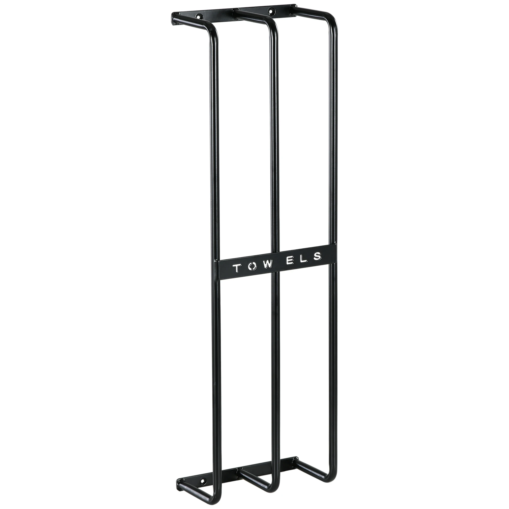 HOMCOM Toallero de Baño Moderno de Pared con 3 Barras 21x12x74 cm Negro