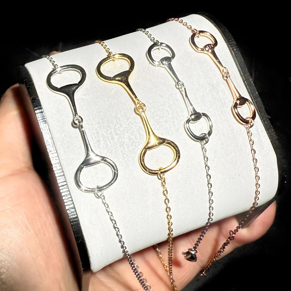2025 nuevo collar de plata de ley 925 de alto pulido con forma de caballo, joyería de plata lisa europea a la moda para mujer