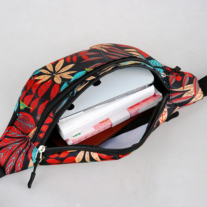 Nylon Double-layer Waist Bag for Women\'s Shoulder Casual Printing Waist Bag Single Shoulder Phone Bag Summer New Style