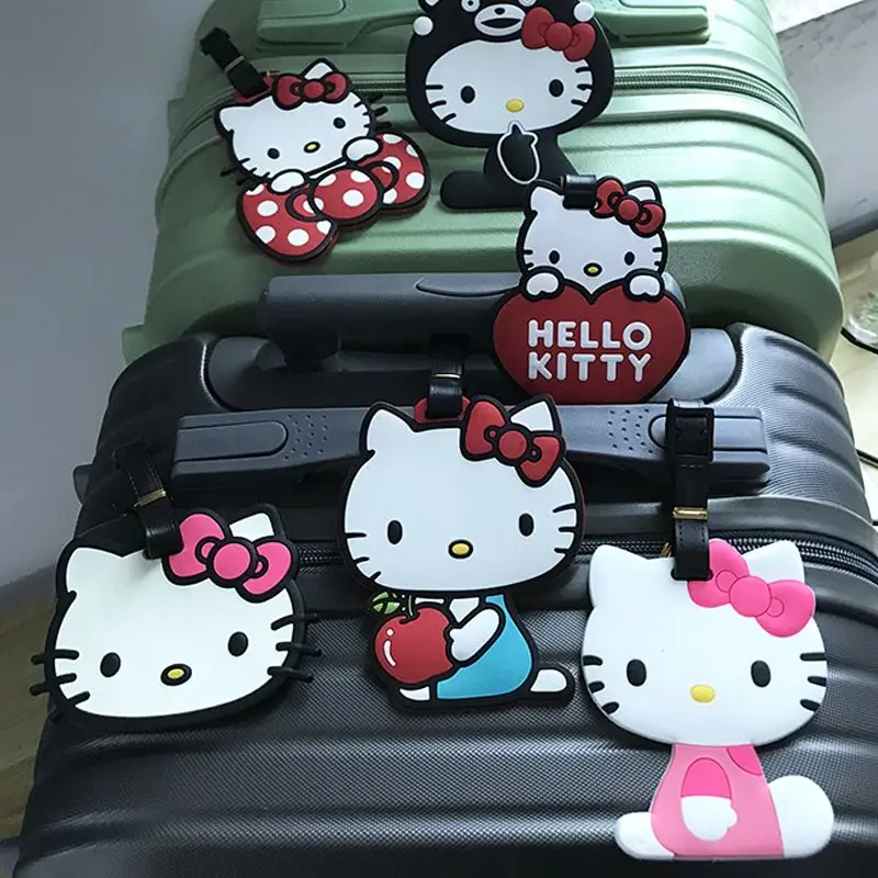 Sanrio Kawaii Hallo Kitty Gepäck anhänger Cartoon niedlichen Reise Essentials Koffer Anti-Lost Sendung karte Anime Student Bag Tag