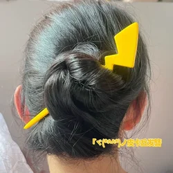 Pokemon Kawaii Pikachu Tail Hairpin Simple Back Hair Accessories Girl Sense Lightning Hairpin Cute Hair Accessories Student Gift