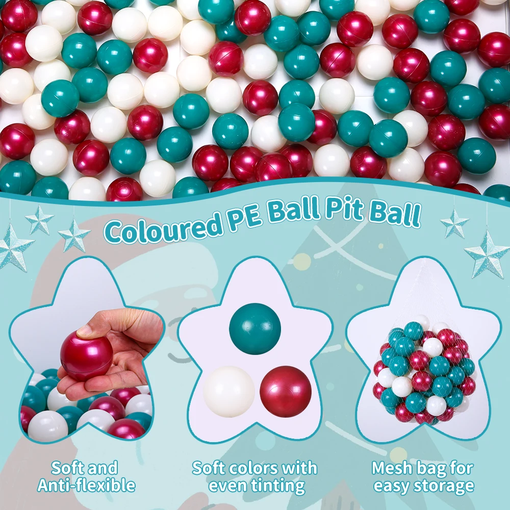 5.5 Cm 100 Stuks Plastic Pe Bal Pit Bal Crush Proof Met Netto Zak Voor Kinderen Mix Kleuren Kerst thema Party Decoraties Speelgoed