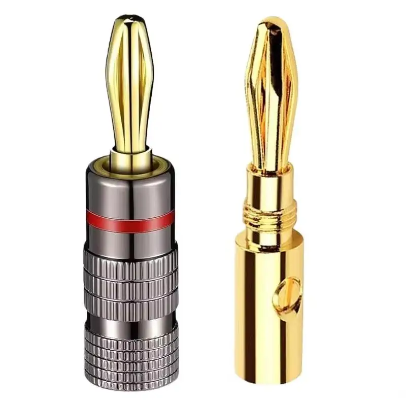 exquisiteGold Plated OFC Banana Plug Connectors Hifi Speaker Terminal Adapters For  Video lifiersElectronic accessories