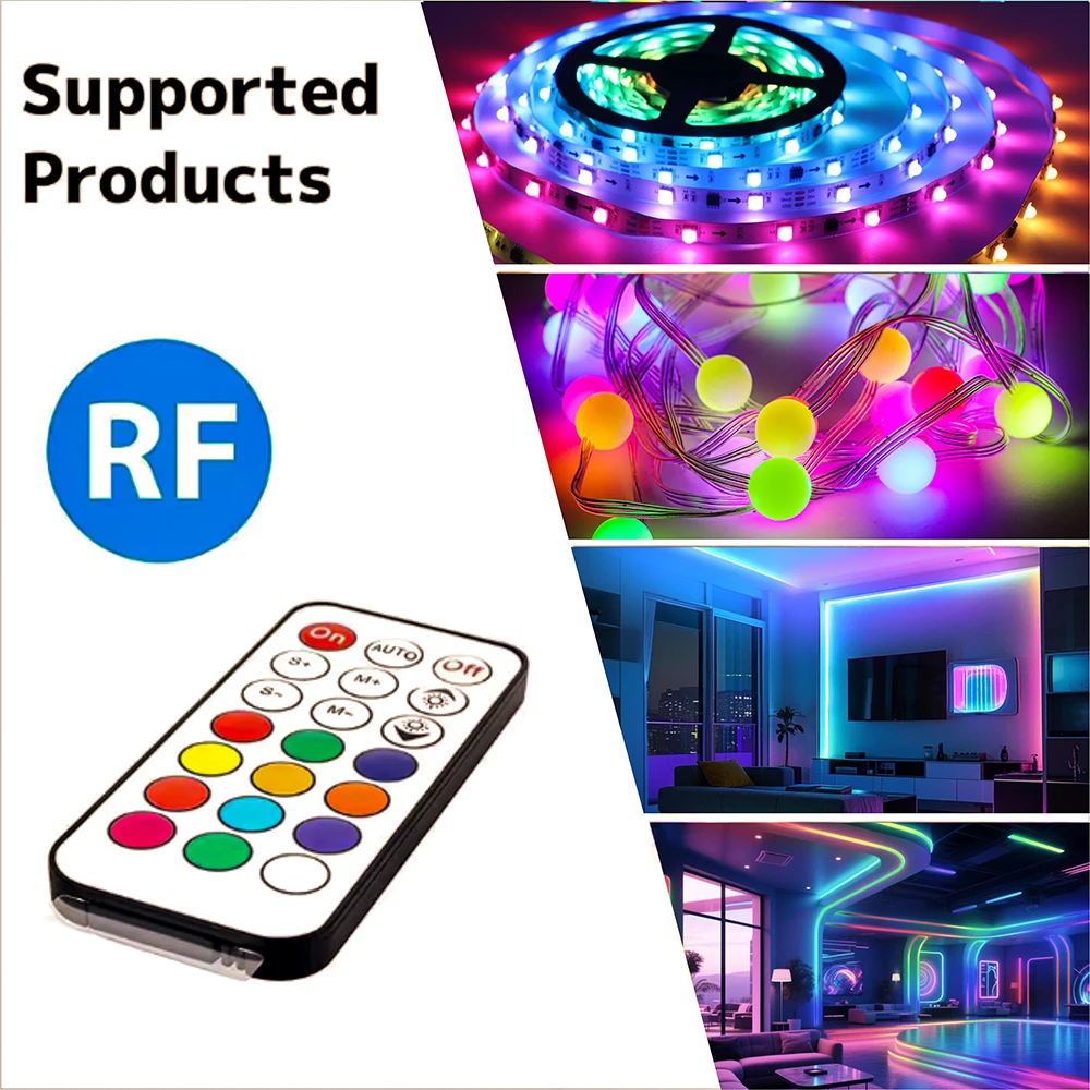 

LED Pixel Strip Controller 14/17/21 Key RF Mini Strip Remote Control USB DC5-24V WS2811/2812/2813/2815 Simple Controller