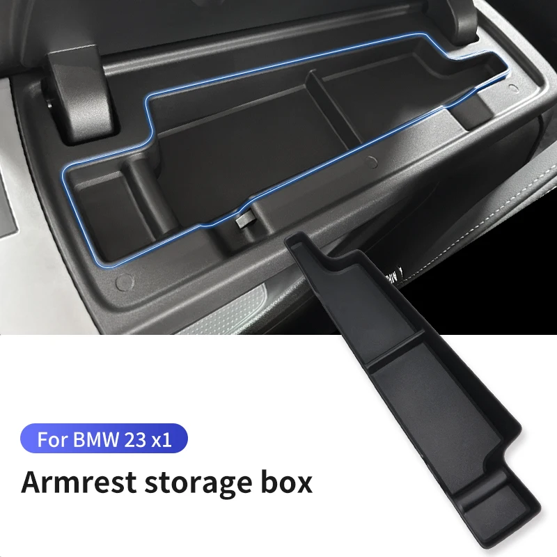 TPE Car Central Armrest Storage Box Centre Control Armrest Hidden Organizer Case Auto Interior Accessory For BMW X1 U11 2023 LHD