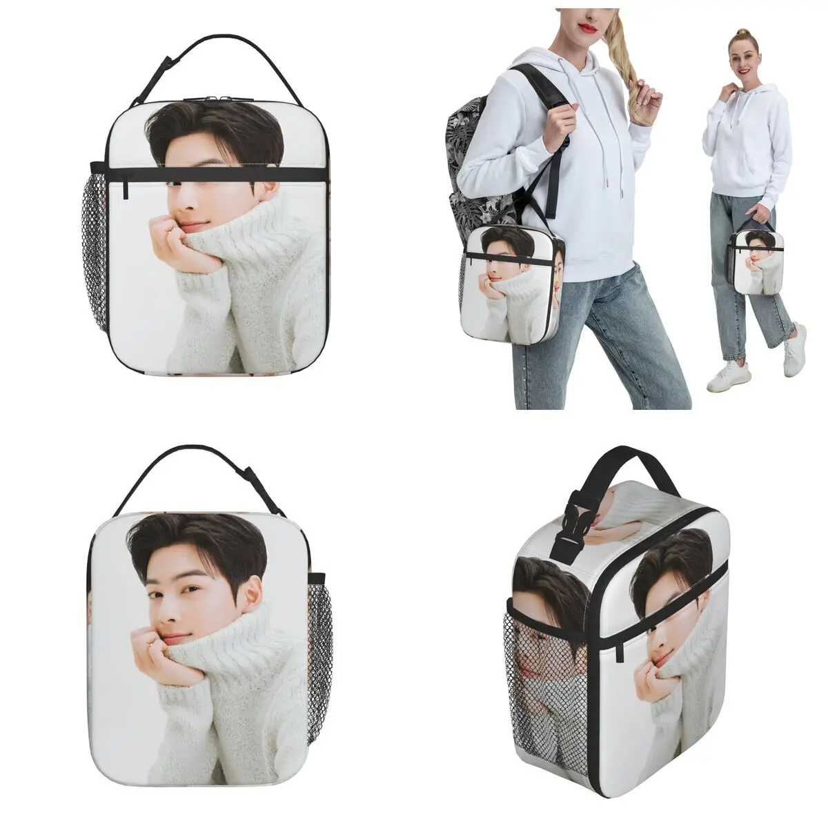 Insulated Lunch Bag Cha Eun Woo Accessories Kpop Astro Storage Food Box Causal Thermal Cooler Lunch Box For School