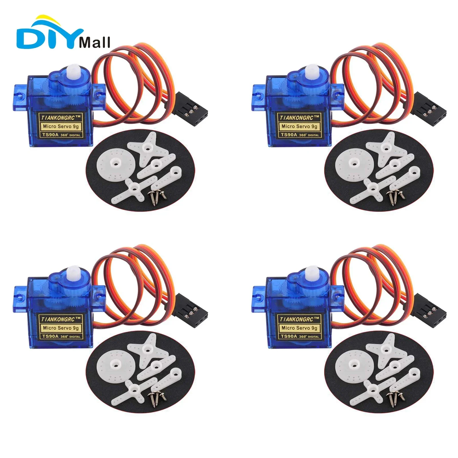 

9G Steering Gear TS90A Analog Steering Gear Metal Motor Metal Gear Shaft Can Be Limited（4 PCS）