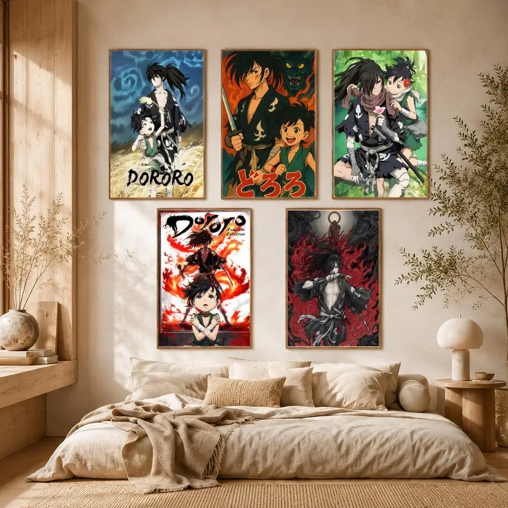Dororo Anime Samurai Dark Poster Self-adhesive Advanced Aesthetic Printing Paper Wall Art for Living Room Home Decor