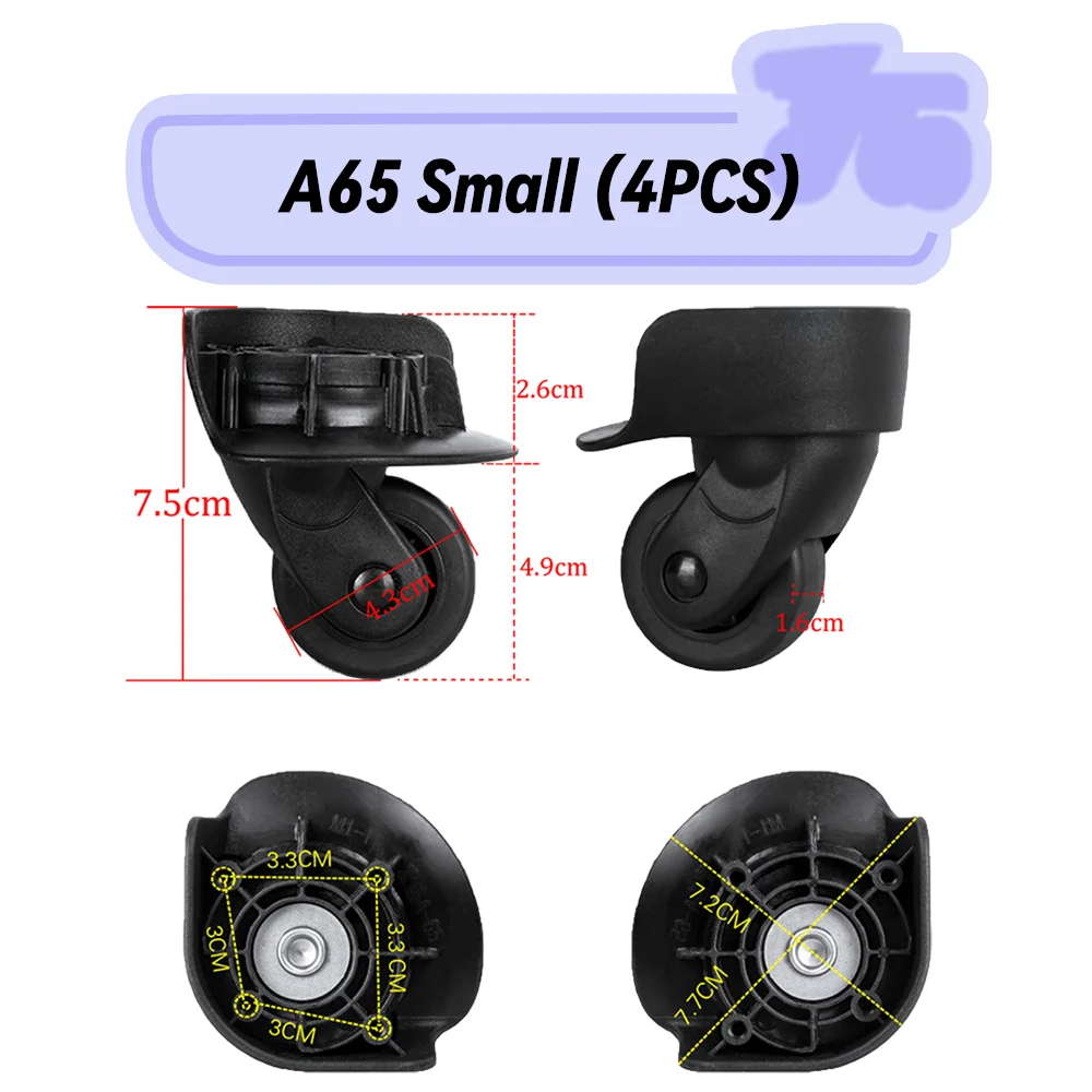 For Hongsheng A65 Rotating Smooth Silent Shock Absorbing Wheel Accessories Wheels Casters Universal Wheel Replacement Suitcase