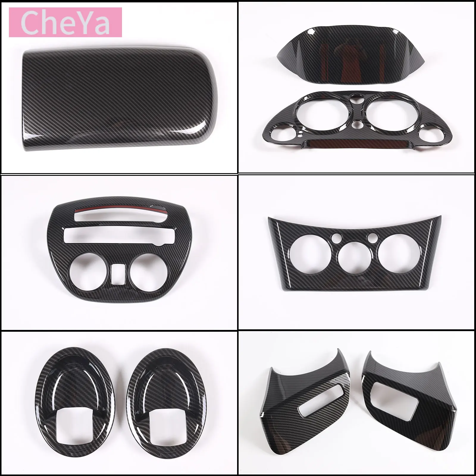 

cheya ABS Carbon Fiber Armrest Box Panel Cover Glass Lifting Frame Inner Door Bowl Cover for Mitsubishi Eclipse 06-11 Accessory