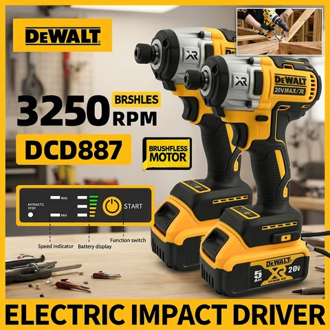 DEWALT DCD887 Wireless Brushless Electric Screwdriver Drill Tool Cordless Power Tool for Removing Screws And Drilling