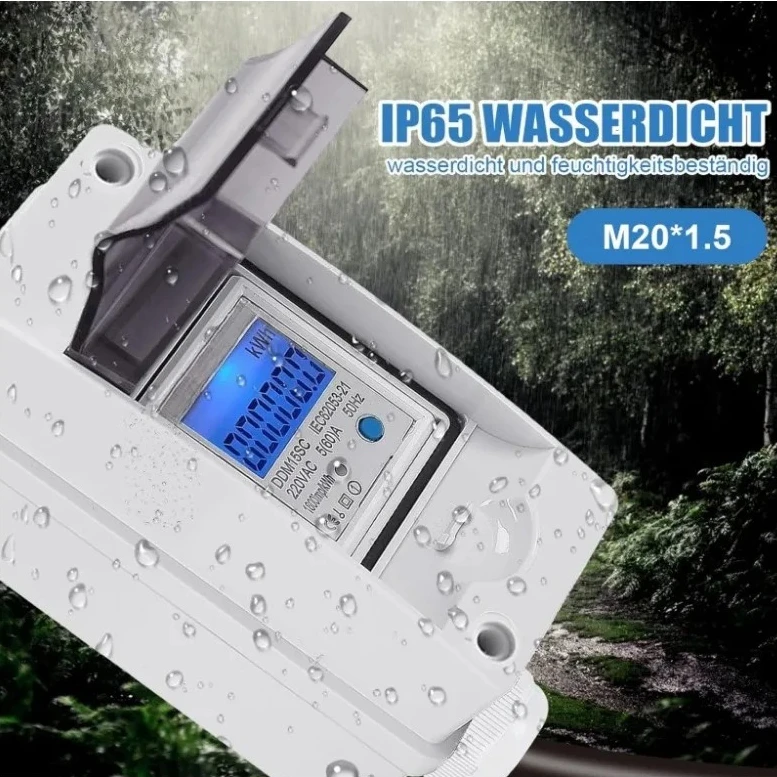 Portable Power Meter Unit, EU Style Digital Ammeter for RV, Yacht, Automobile Charging Monitoring
