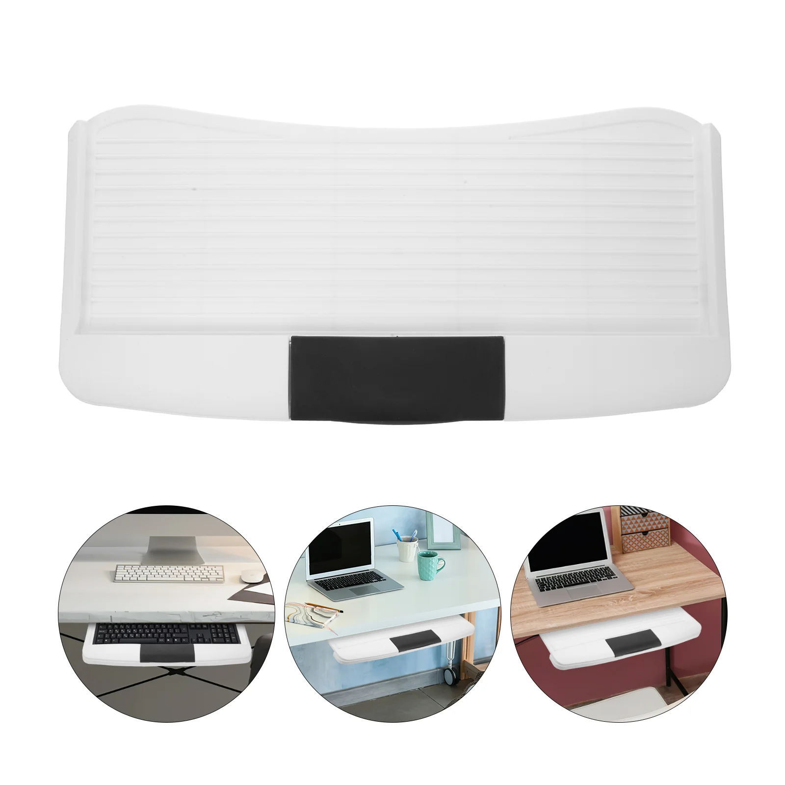 Desk Tray Adjustable Bracket Slide-out Keyboard Drawer for Typing White Organizer Office