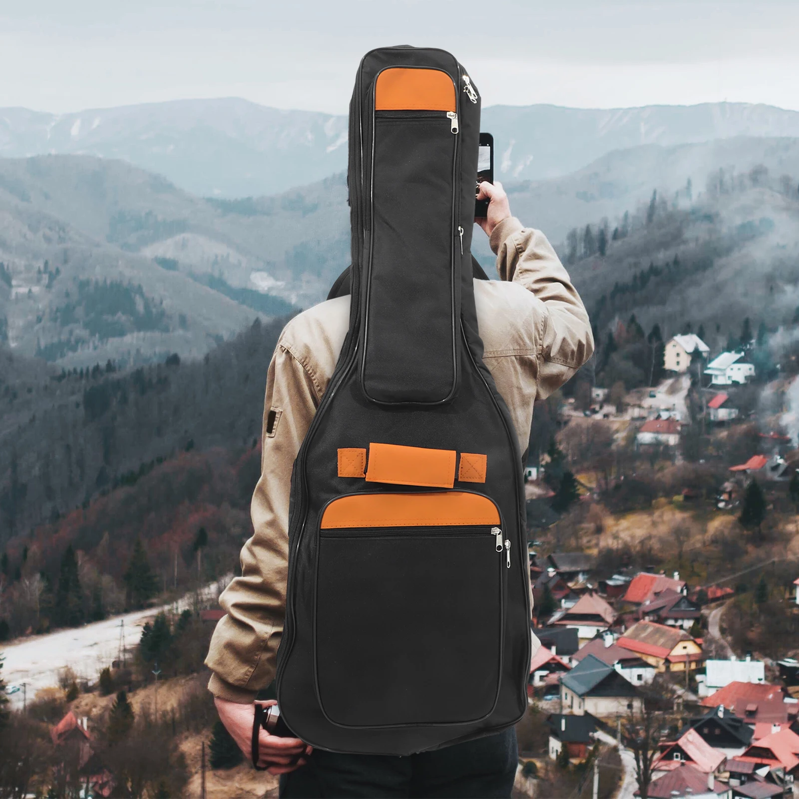 

Guitar Bag Canvas Carry Lightweight Waterproof Compact Handheld Backpack Storage Ukulele Bass Pouch Durable Zipper
