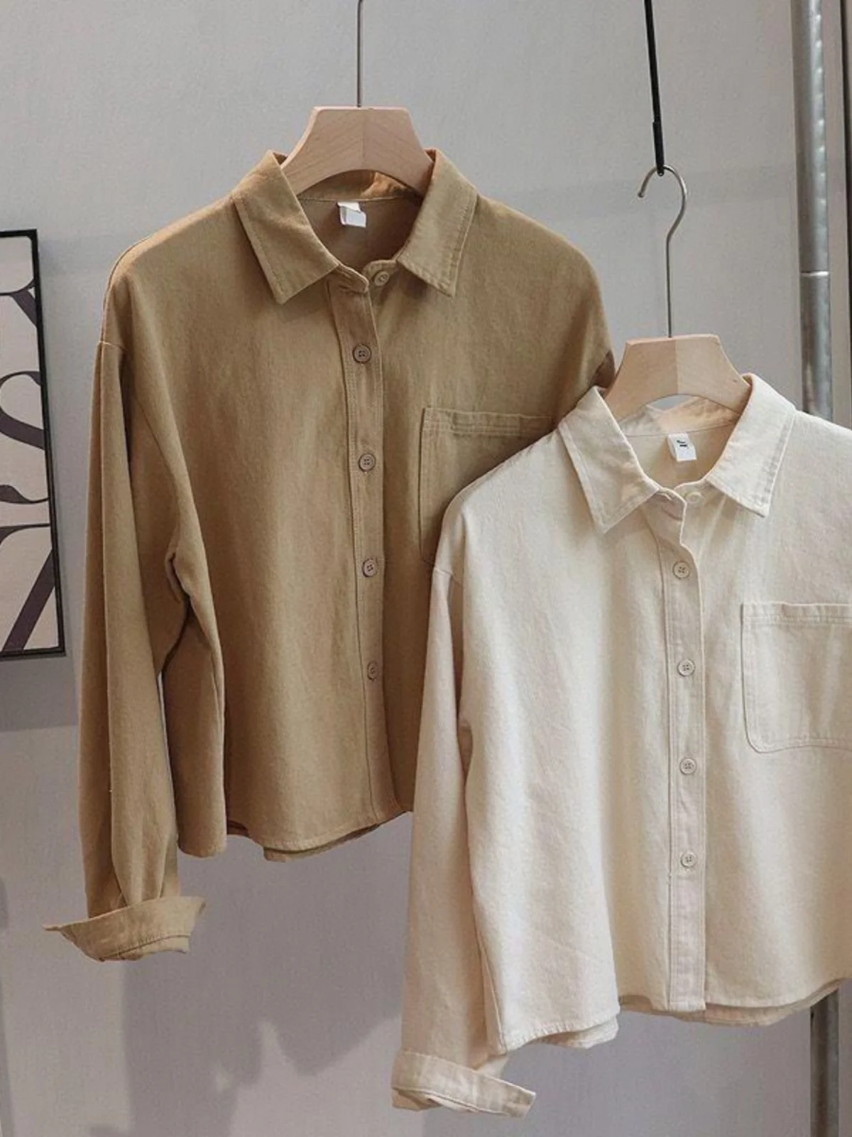 

Thiened Long Sve Pure Cotton Flannel irt Korean Sle Casual Loose Layering Women's Faion irt Salt System