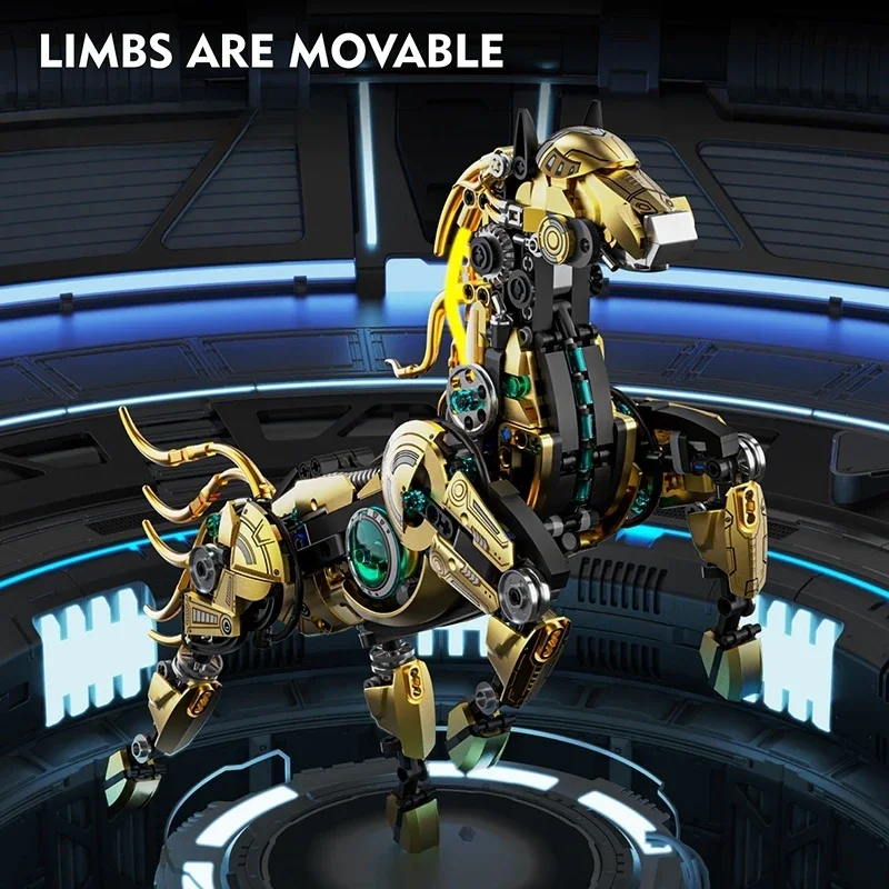 مكعبات بناء حصان ميكانيكية يمكنك صنعها بنفسك نموذج MOC من الطوب الفني الإبداعي مجموعة ألعاب تعليمية للبالغين والأطفال هدية #4