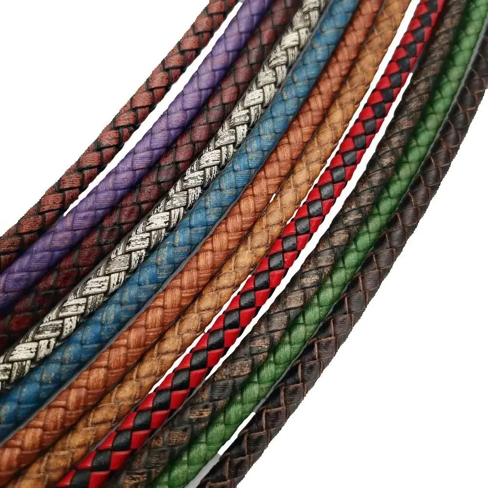 

Aaazee 5mm Round Braided Leather Bolos Cords 3 Yards